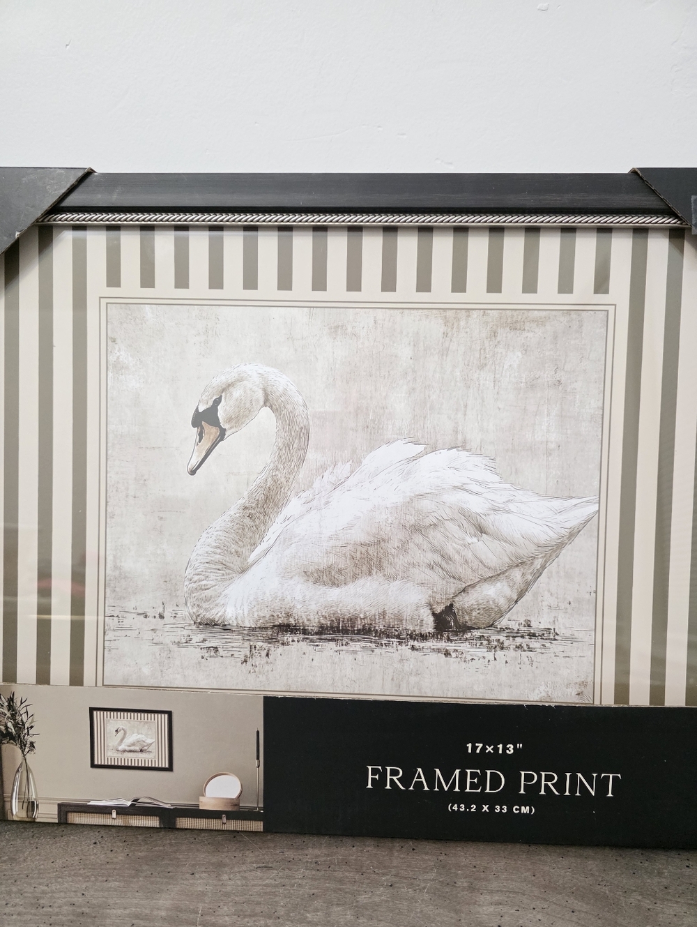 Swan Painting Wall Art Framed Print Viral TikTok New 17in x 13in
